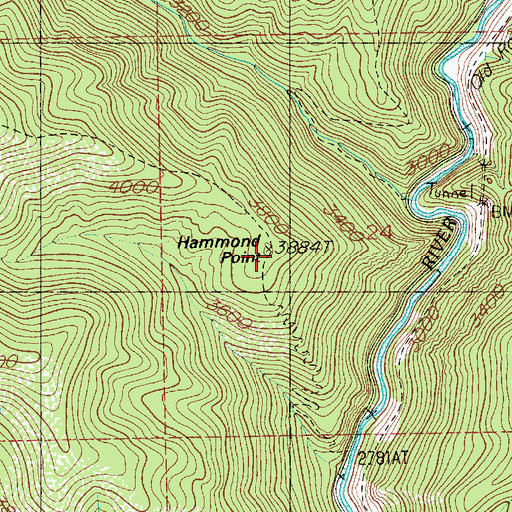 Topographic Map of Hammond Point, ID