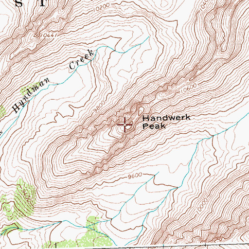 Topographic Map of Handwerk Peak, ID