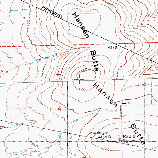 Topographic Map of Hansen Butte, ID