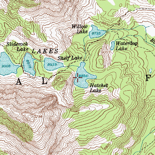 Topographic Map of Hatchet Lake, ID
