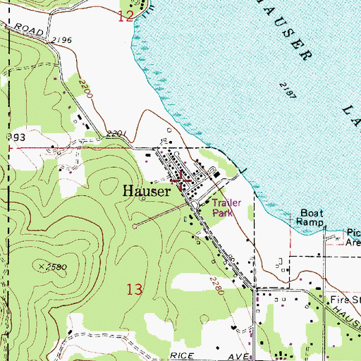 Topographic Map of Hauser, ID