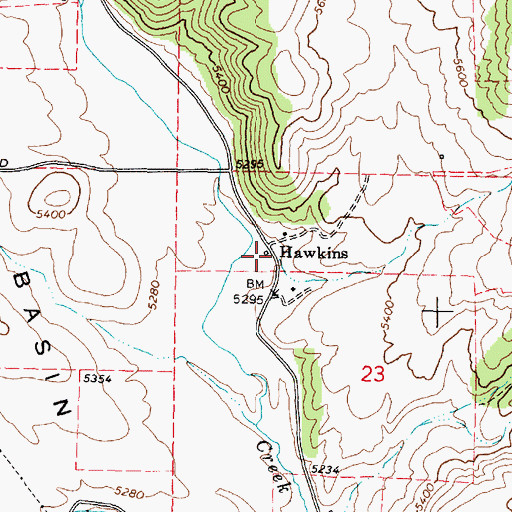 Topographic Map of Hawkins, ID
