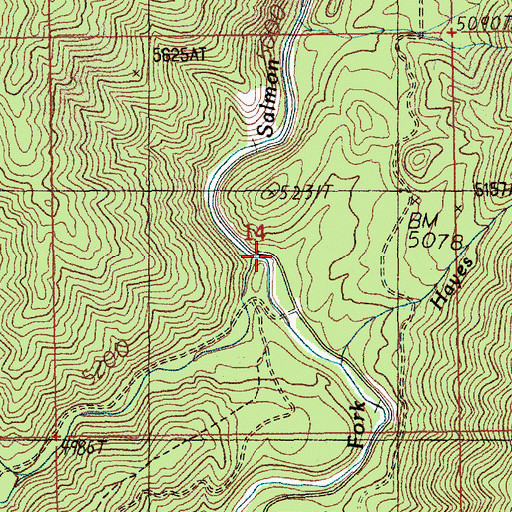 Topographic Map of Hayes Creek, ID