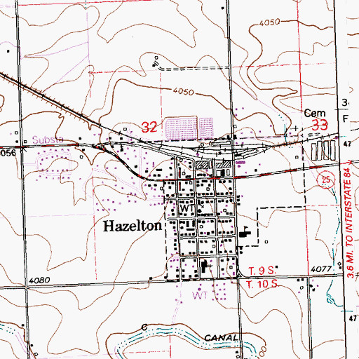 Topographic Map of Hazelton, ID