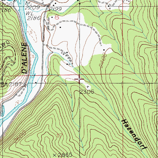 Topographic Map of Hazendorf Gulch, ID