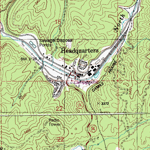 Topographic Map of Headquarters, ID
