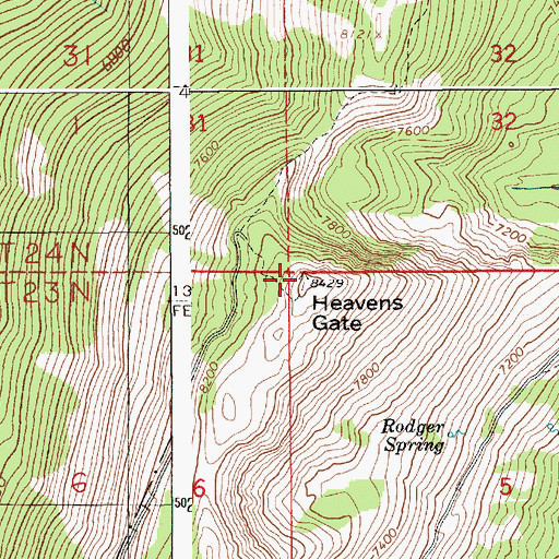 Topographic Map of Heavens Gate, ID