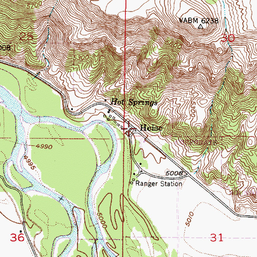 Topographic Map of Heise, ID
