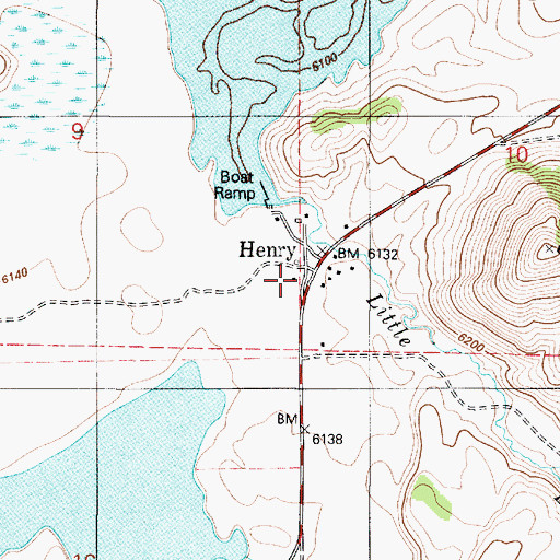 Topographic Map of Henry, ID