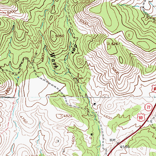 Topographic Map of Oak Spring, AZ