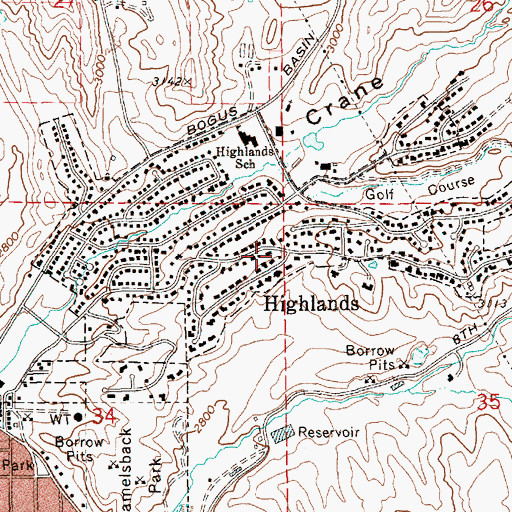 Topographic Map of Highlands, ID