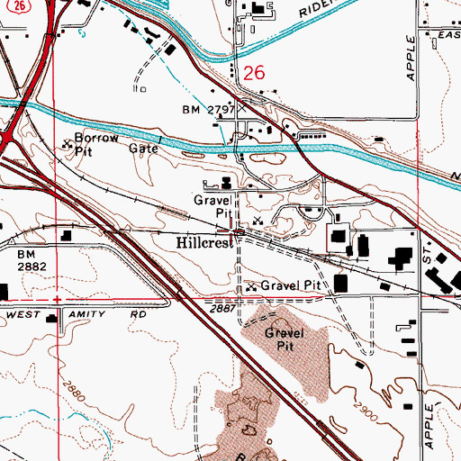 Topographic Map of Hillcrest, ID