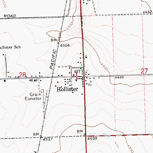 Topographic Map of Hollister, ID