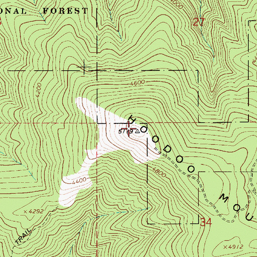Topographic Map of Hoodoo Mountain, ID