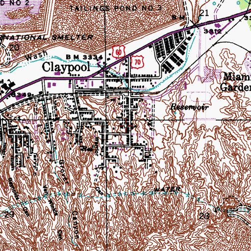 Topographic Map of Oak Street School, AZ