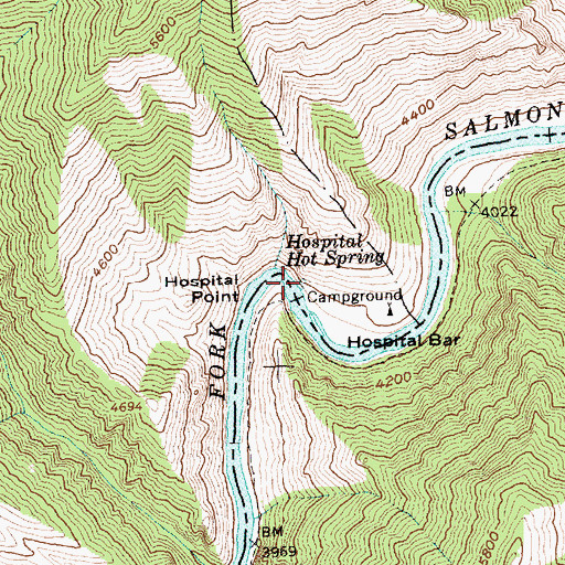 Topographic Map of Hospital Hot Spring, ID