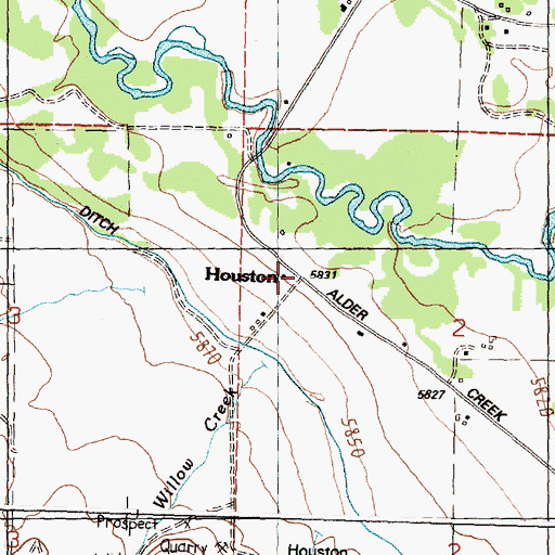 Topographic Map of Houston, ID