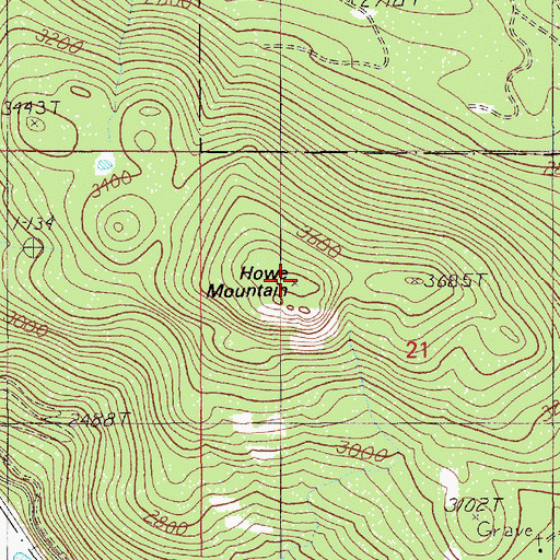 Topographic Map of Howe Mountain, ID