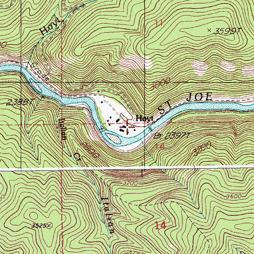 Topographic Map of Hoyt, ID