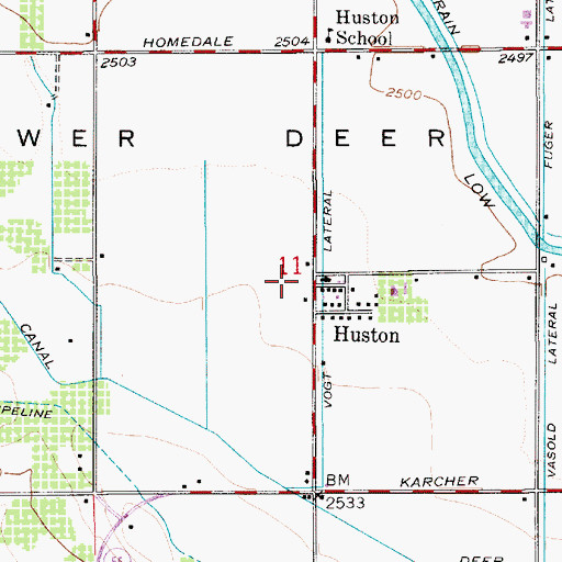 Topographic Map of Huston, ID