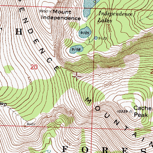 Topographic Map of Independence Mountain, ID