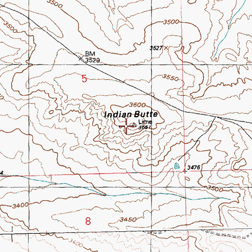 Topographic Map of Indian Butte, ID