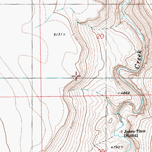 Topographic Map of James Place, ID