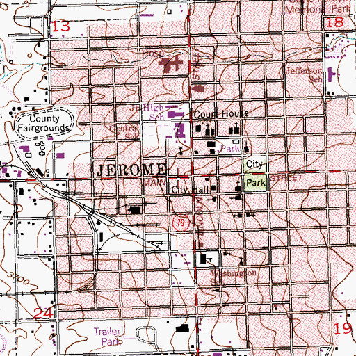 Topographic Map of Jerome, ID