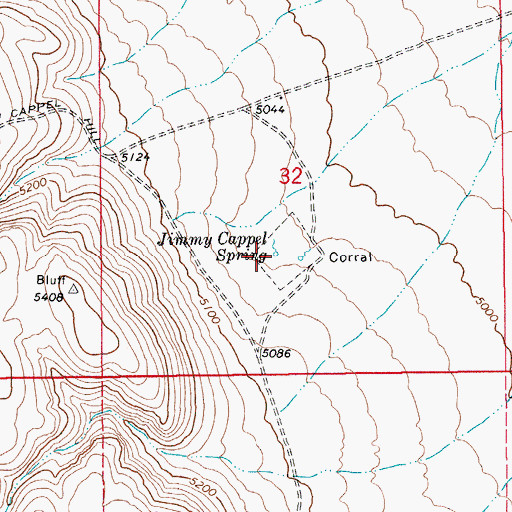 Topographic Map of Jimmy Cappel Spring, ID