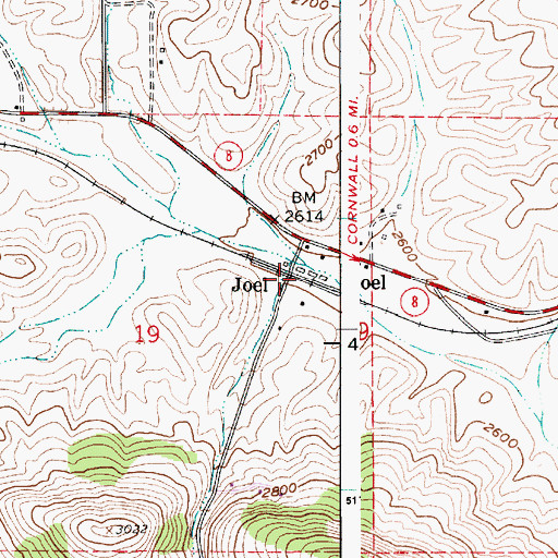 Topographic Map of Joel, ID