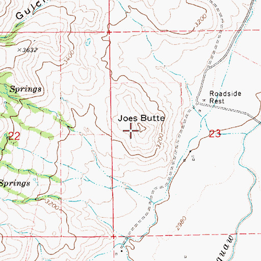 Topographic Map of Joes Butte, ID