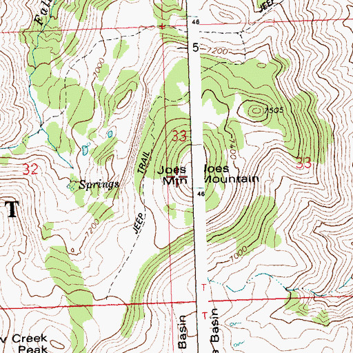 Topographic Map of Joes Mountain, ID