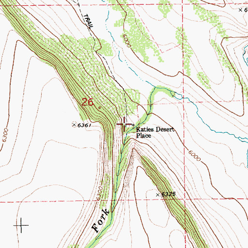 Topographic Map of Katies Desert Place, ID