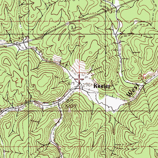 Topographic Map of Keeler, ID