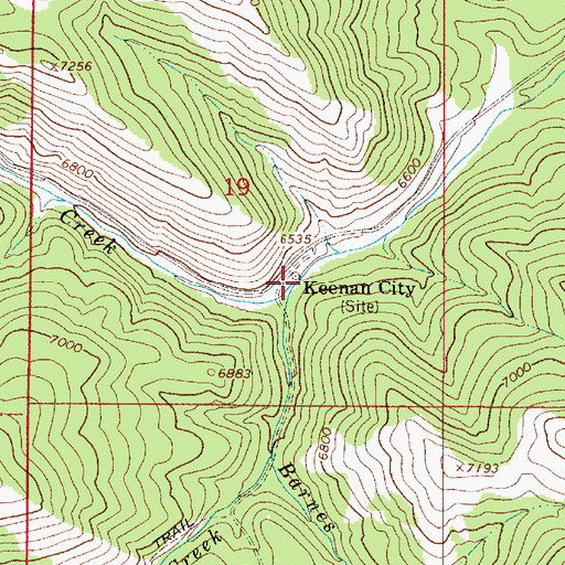 Topographic Map of Keenan City (historical), ID