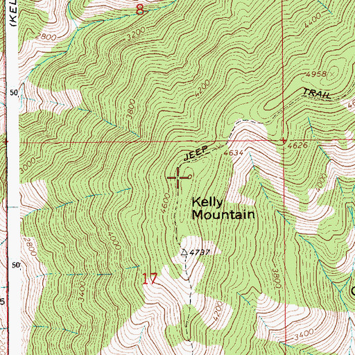 Topographic Map of Kelly Mountain, ID