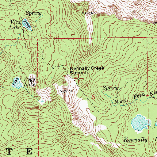 Topographic Map of Kennally Creek Summit, ID