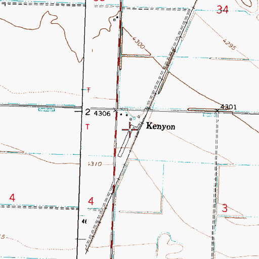 Topographic Map of Kenyon, ID