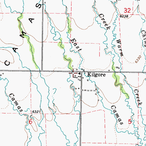 Topographic Map of Kilgore, ID