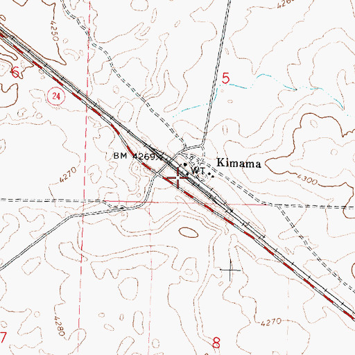 Topographic Map of Kimama, ID