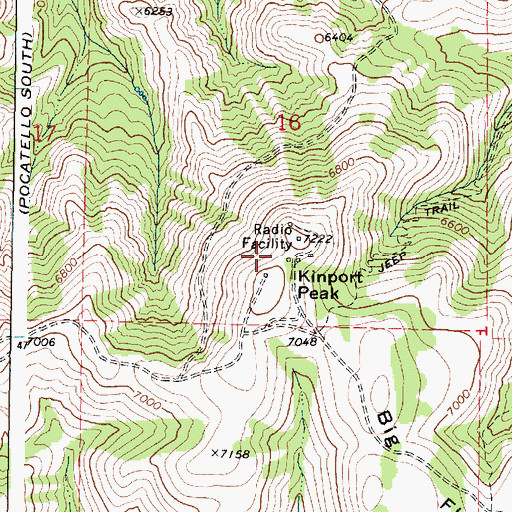 Topographic Map of Kinport Peak, ID