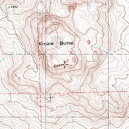 Topographic Map of Kinzie Butte, ID