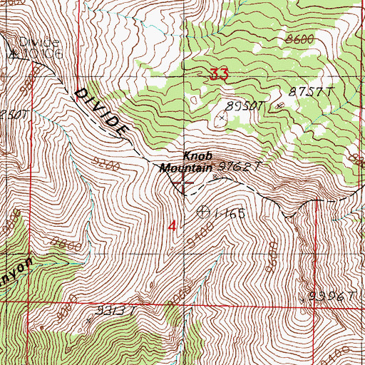 Topographic Map of Knob Mountain, ID