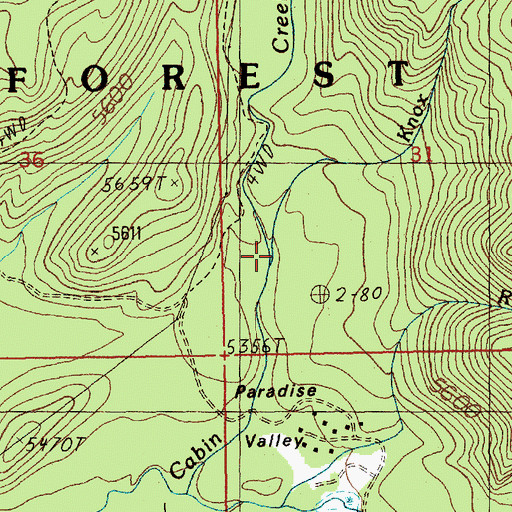 Topographic Map of Knox Creek, ID