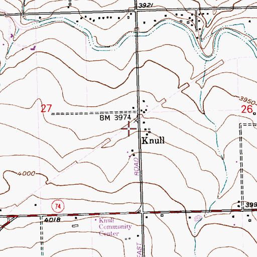 Topographic Map of Knull, ID