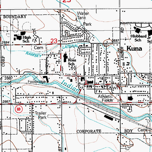 Topographic Map of Kuna, ID
