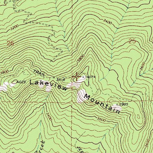 Topographic Map of Lakeview Mountain, ID