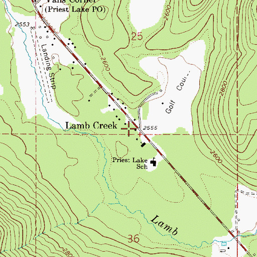 Topographic Map of Lamb Creek, ID