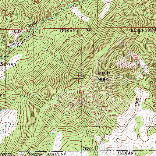 Topographic Map of Lamb Peak, ID
