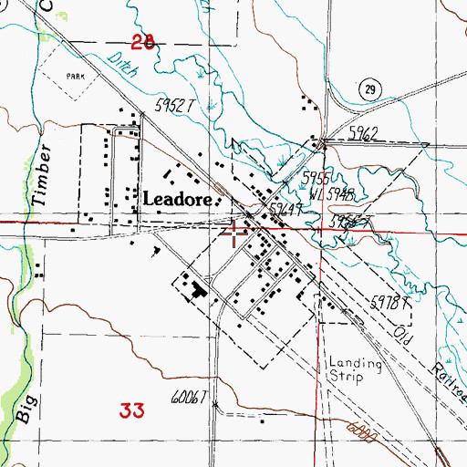 Topographic Map of Leadore, ID